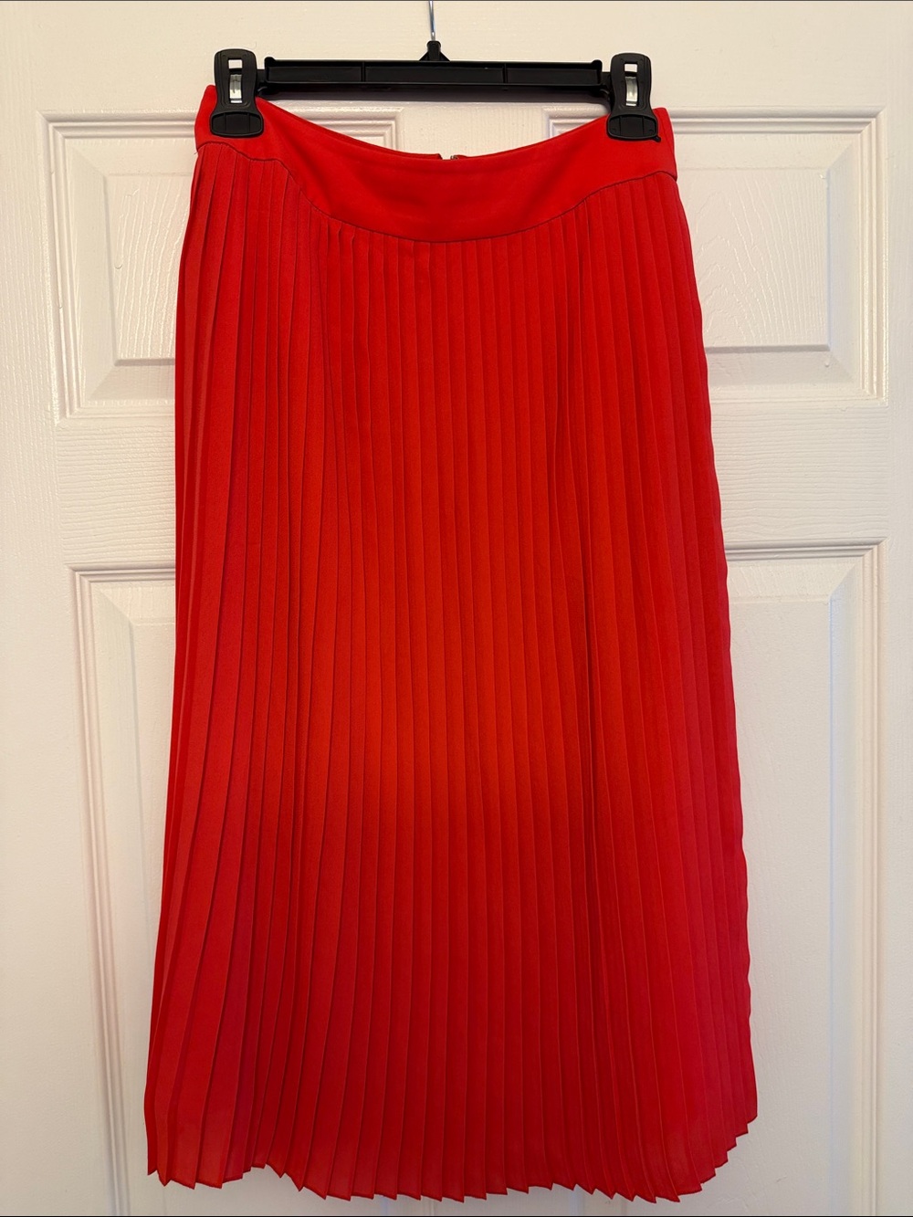 J. Crew Factory Bright Red Pleated Midi Skirt